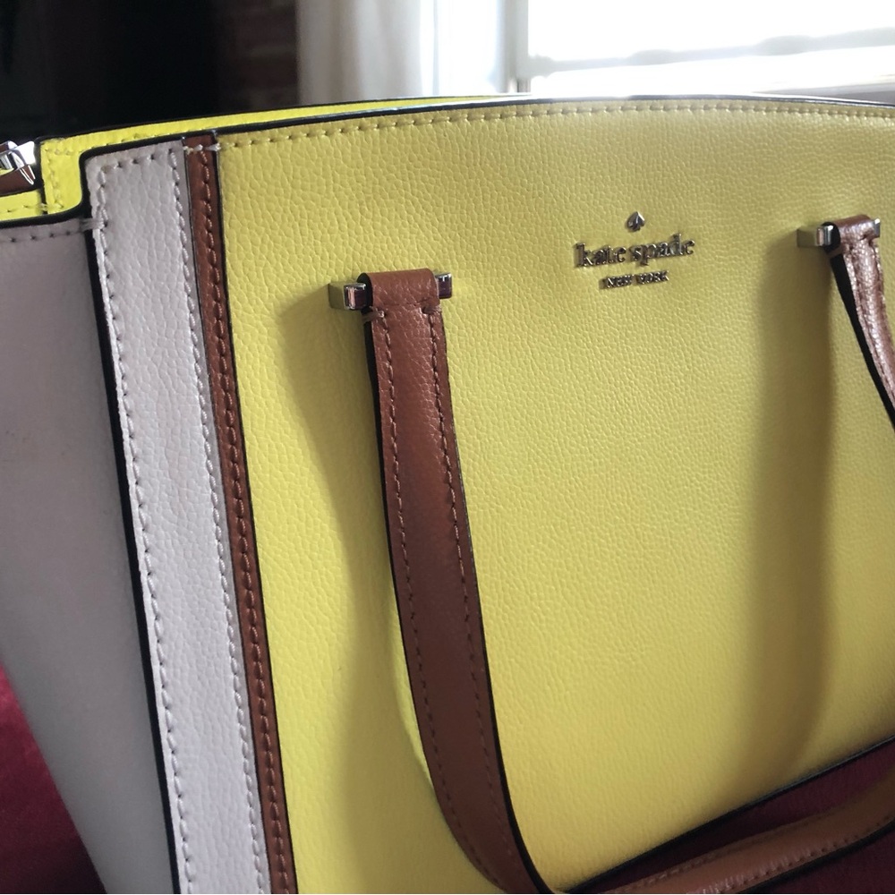 Kate Spade Yellow and White Tote Bag
